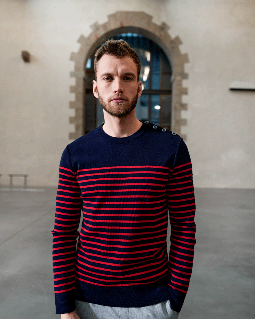 PULL KROGEN HOMME NAVY/ROUGE